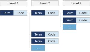 Aufbau der hierarchischen Codestruktur auf den Leveln 1-3